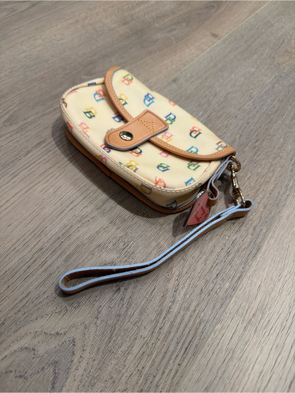 Dooney & Bourke Multicolor Monogrammed Wristlet with Heart Charm